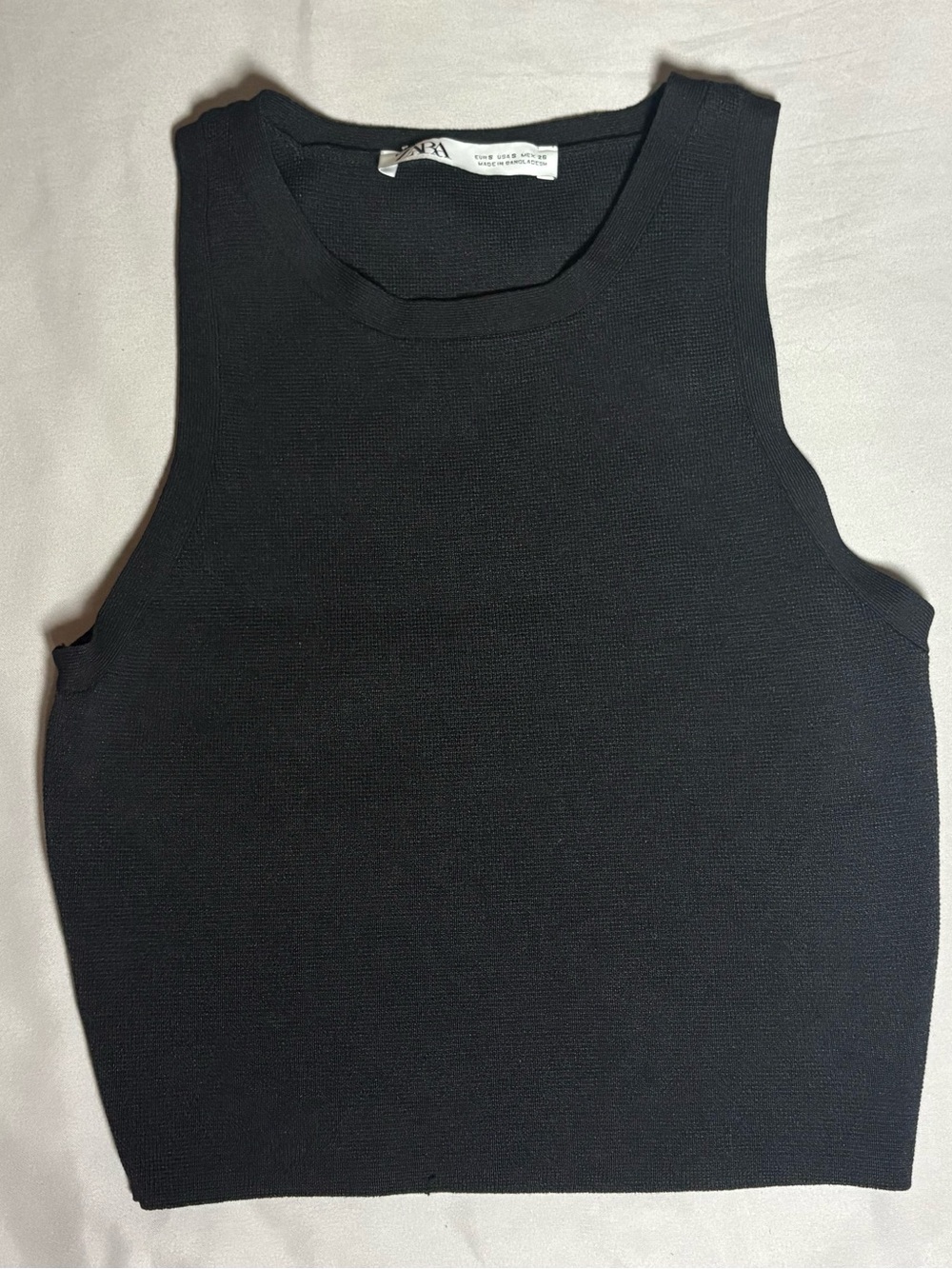 Zara Black Ribbed Knit Tank Top